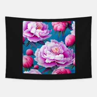 Watercolor peony painting Tapestry