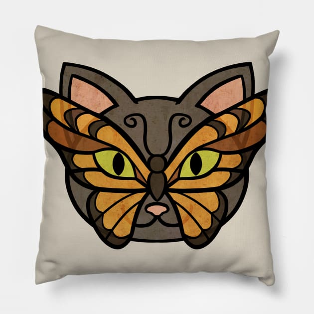 Butterfly Cat Pillow by Ellador