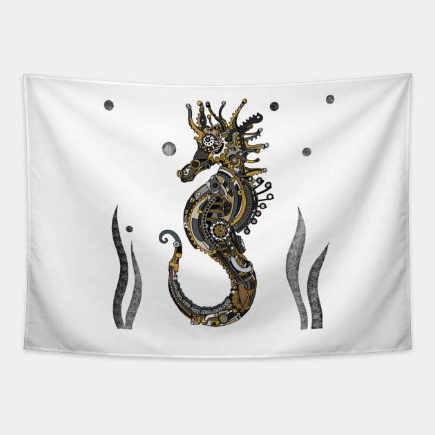 Steampunk Seahorse Tapestry by paviash