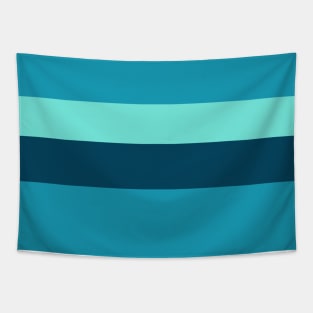 A gorgeous harmony of Water, Tiffany Blue, Blue-Green and Midnight Green (Eagle Green) stripes. Tapestry