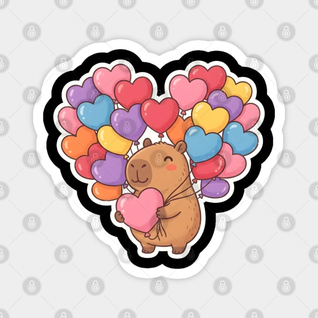 Capybara Heart Balloons Magnet by Creatifly Graphic Tees
