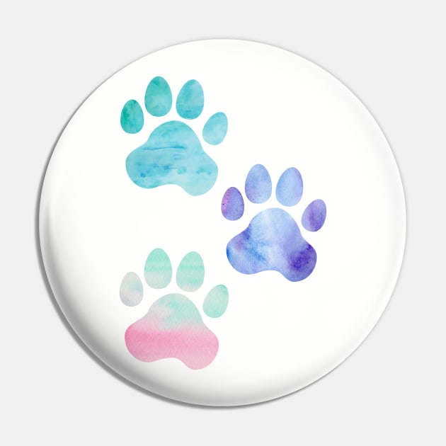 Watercolor Paw Print Trio Pin by annmariestowe