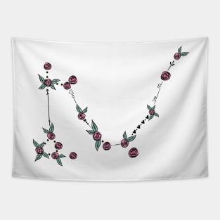 Draco (Dragon) Constellation Roses and Hearts Doodle Tapestry