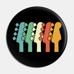 Bass Guitar Headstocks Silhouette Cool Retro Colors Pin