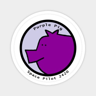 Portrait of Space Pilot Purple Pig Magnet