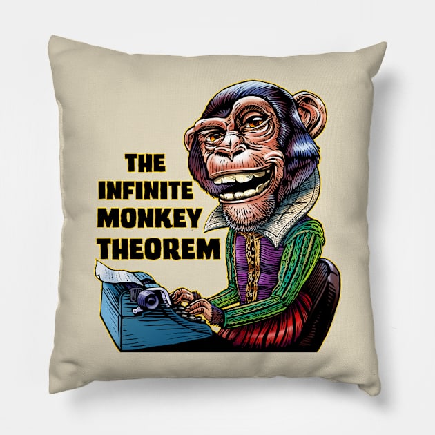 The Infinite Monkey Theorem Pillow by ChetArt