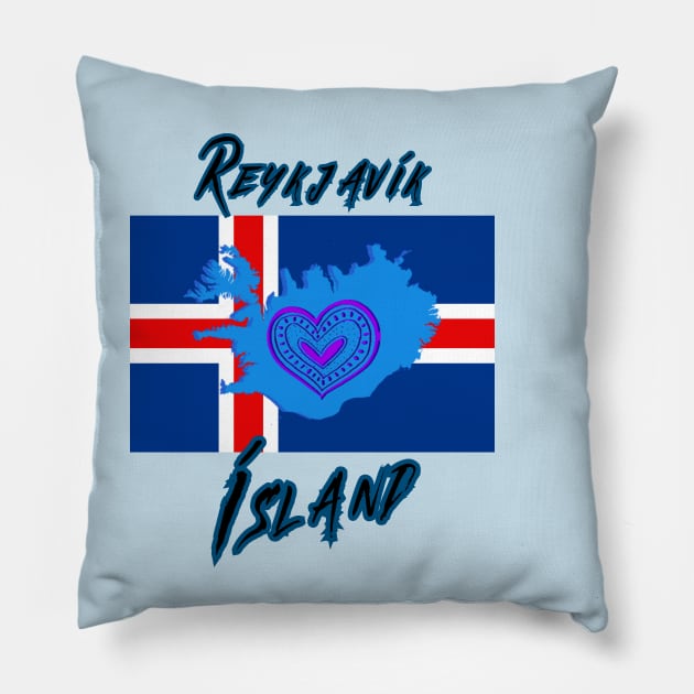 Reykjavik T-Shirt Iceland Come Stay Love The Viking Way Pillow by SailorsDelight