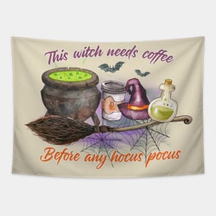 This Witch Needs Coffee Before Any Hocus Pocus Tapestry