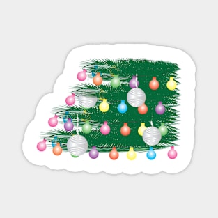Green Leaves, Colorful Light Bunting and Silver Ornaments Magnet