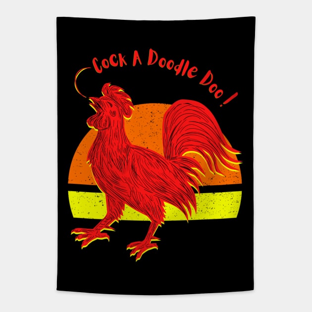 Cock a doodle doo! Tapestry by TJWDraws