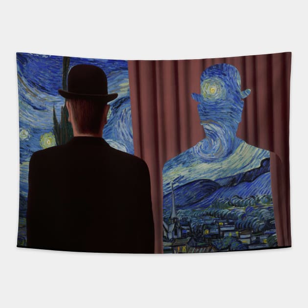 Magritte - Decalcomania / Van Gogh - Starry Night Tapestry by Paskwaleeno