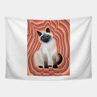 Siamese cat with a firey background Tapestry