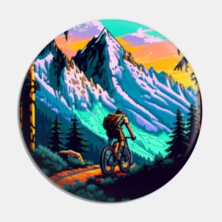 riding bike in the forest and mountains Pin