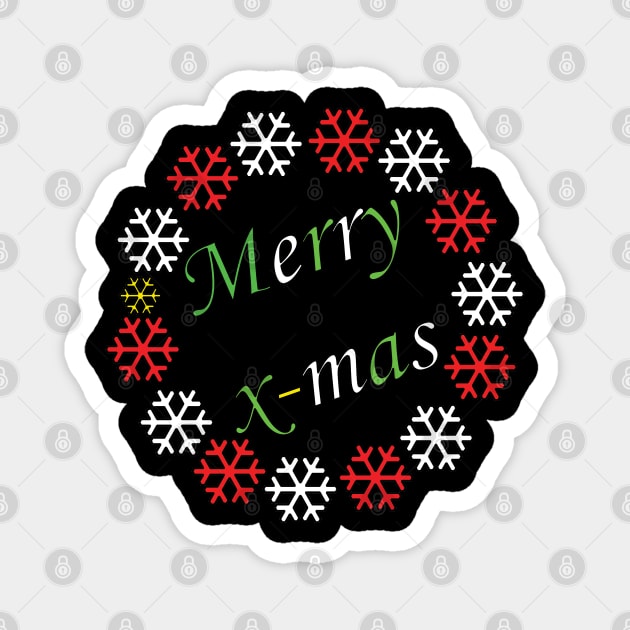 Merry X-mas Typography Design - Coloured 3 Magnet by art-by-shadab