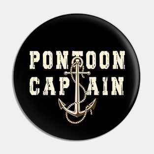 Pontoon Captain Distressed, Anchor Captain Skipper Gift Pin