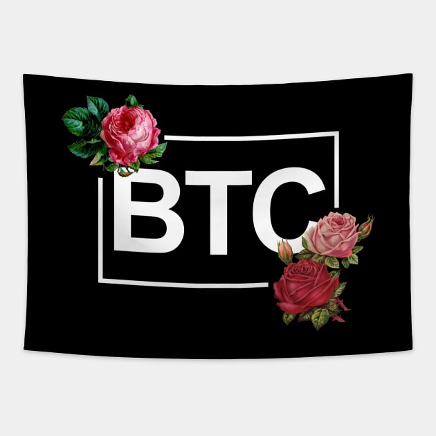 Bitcoin Rose Border White Tapestry by felixbunny