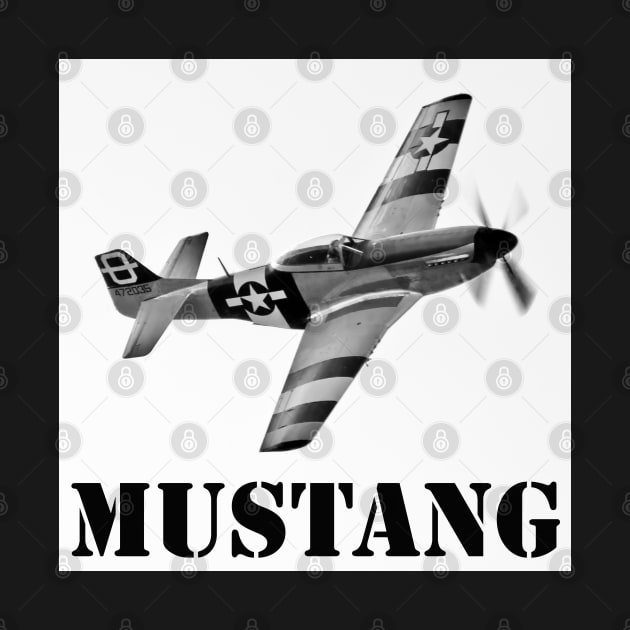 P51 Mustang - Black and White by SteveHClark