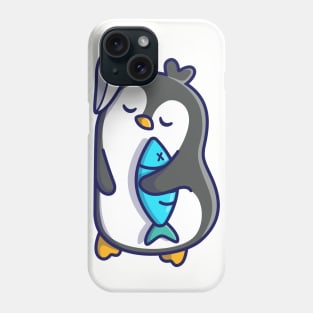 Cute penguin sleeping with fish Phone Case