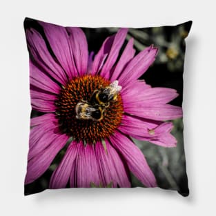 Pink Flower with Bees Pillow