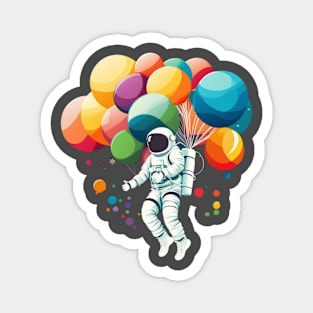 Astronaut flying with balloons Magnet