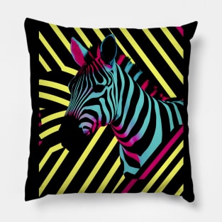 Neon zebra print art Pillow