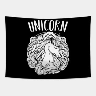 Unicorn - Trendy Line-Art Horse Magical Tapestry