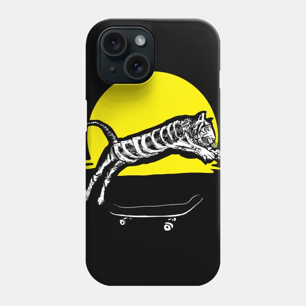 Skeleton Tiger Skateboarding Phone Case by DeathAnarchy