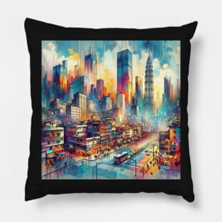 City Vibrance: Dynamic Urban Tapestry Pillow