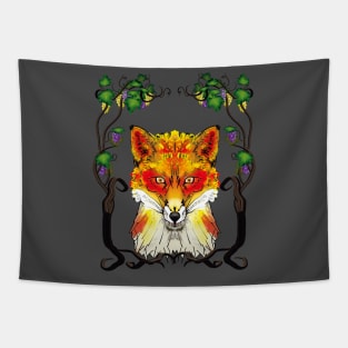 Dignified Fox and Grapes Tapestry