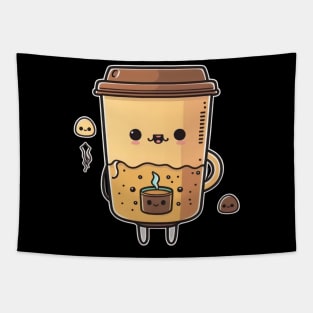 My morning coffee just got cuter with this adorable kawaii coffee clipart vector Tapestry