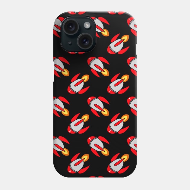 Little Red Rocket Ships Pattern Phone Case by saradaboru