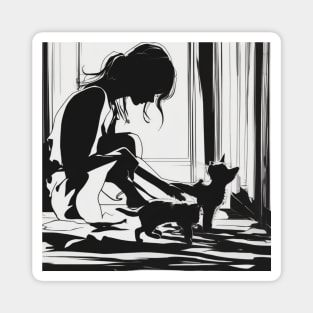 Kittens Shadow Silhouette Anime Style Collection No. 40 Magnet