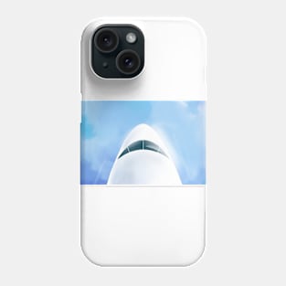 A plane in the sky | Civil aviation | Avia | Blue sky | hand drawn digital painting Phone Case