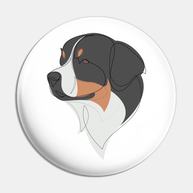 Bernese Mountain Dog - continuous line Pin by addillum