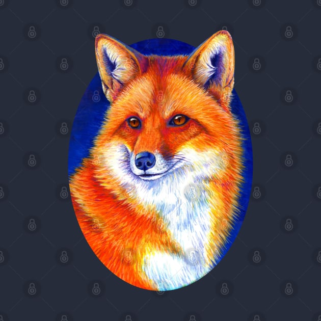 Vibrant Flame Colorful Red Fox by rebeccawangart