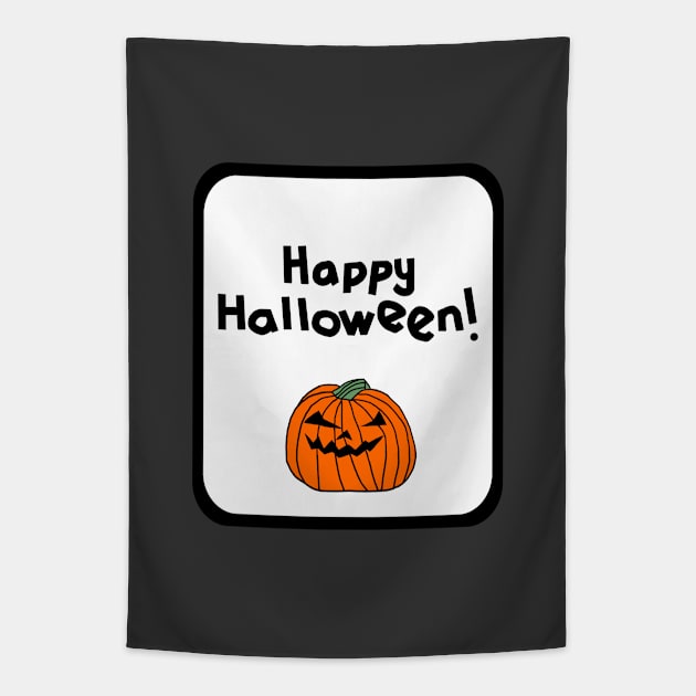 Horror Happy Halloween Greeting Tapestry by ellenhenryart