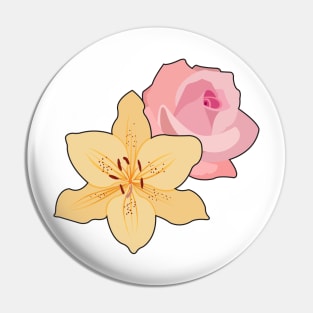 Pink Rose & Day Lily Pin
