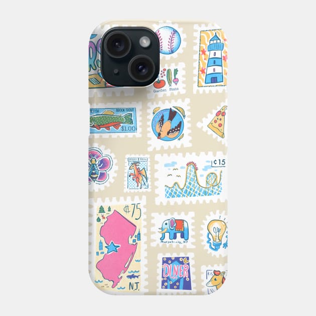 New Jersey Symbols and Icons Stamps Phone Case by narwhalwall