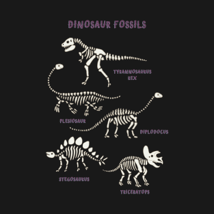 Dinosaur Fossils - placement in purple T-Shirt