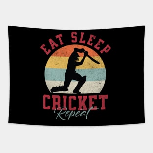 Eat Sleep Cricket Repeat Tapestry