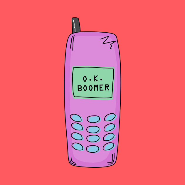 Retro Okay Boomer Cell Phone by FreckleFaceDoodles