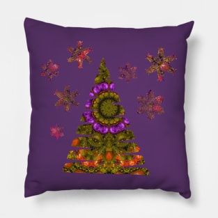 Christmas Floral Kaleidoscope Gold Orange Purple Pillow