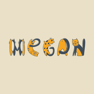 Megan | Girl Name | Cat Lover | Cat Illustration T-Shirt