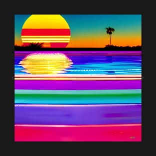 RetroWave 80s Sunset Beach 13 T-Shirt