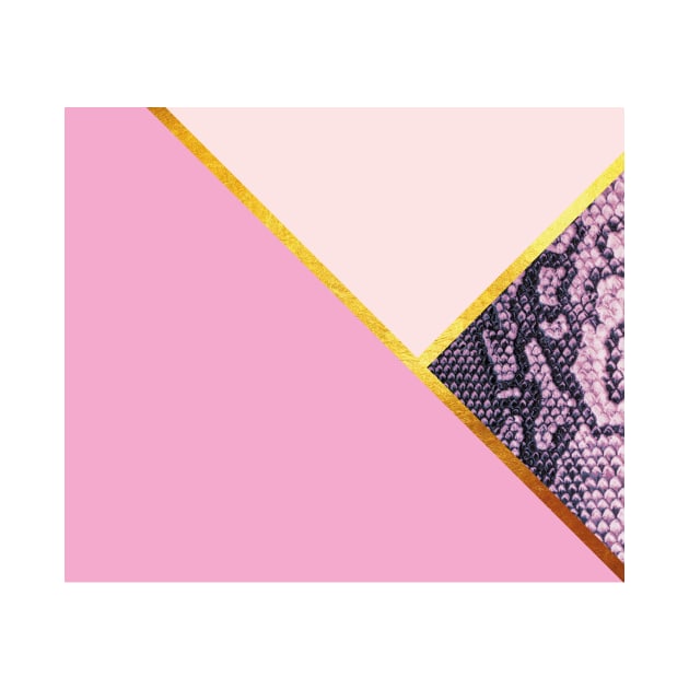 Abstract snake print, color blocking pink by ColorsHappiness