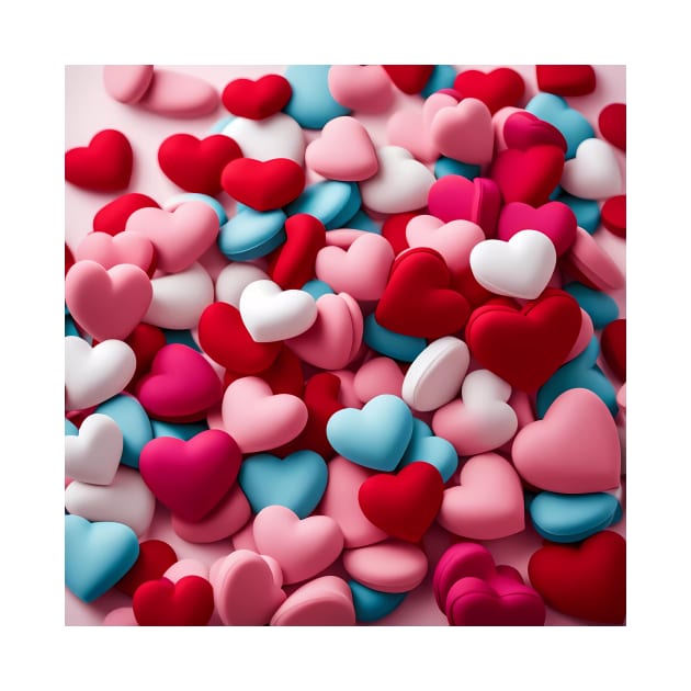 celebrating Valentines day, random floating love hearts by Colin-Bentham