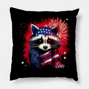 raccoon proudly American Flag Pillow