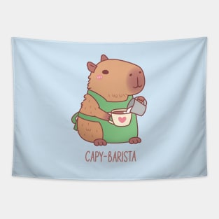 Cute Capybara Barista Making Coffee Tapestry