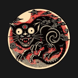 Black yokai cat monster T-Shirt