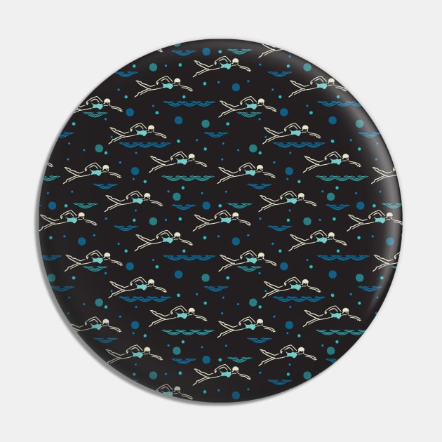 Swim Swimming Swimmers Pattern Black Ver Pin by FlinArt